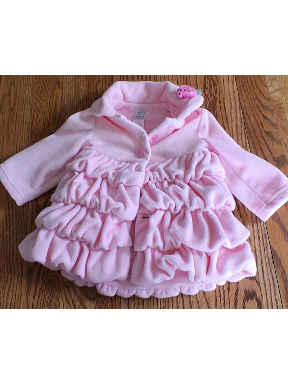 Mack & Co Toddler Girls Pink Fleece Ruffle Jacket Size 18M